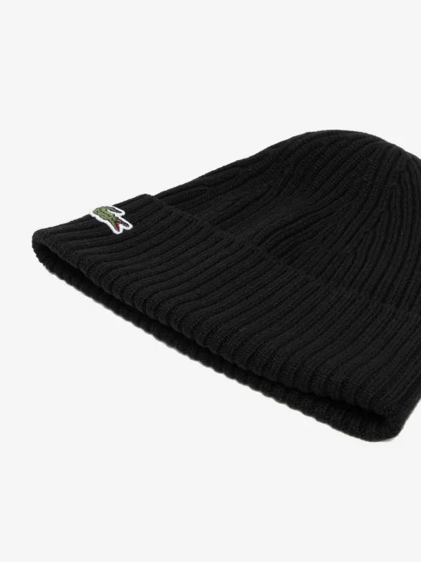 Lacoste Rib Knit Brushed Wool Beanie