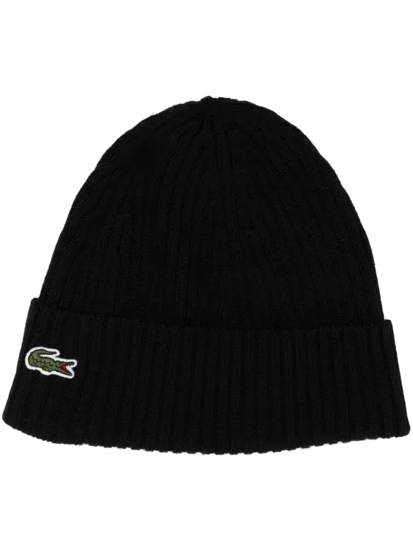 Lacoste Rib Knit Brushed Wool Beanie