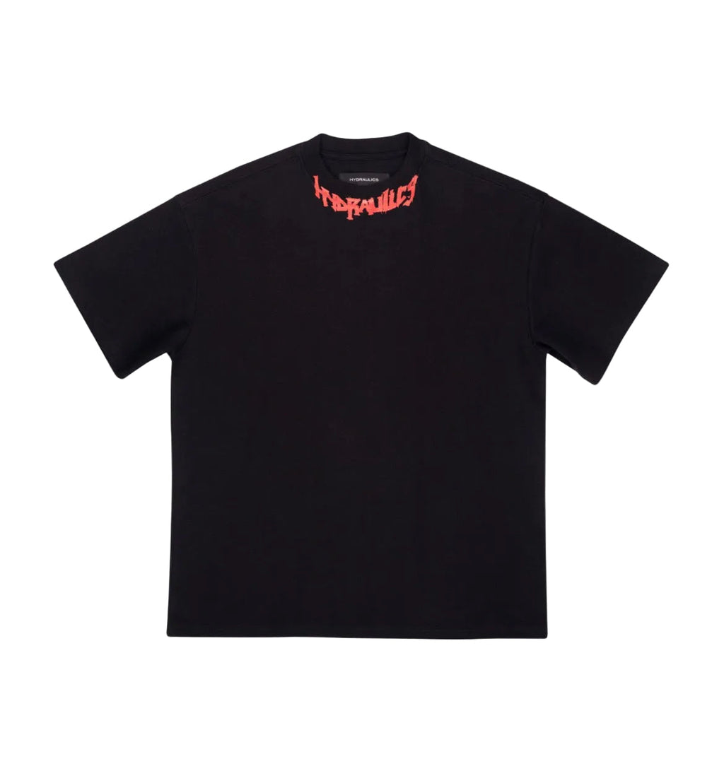 HYDRAULICS OVERSIZED RED GOTHIC NECK TEE BLACK