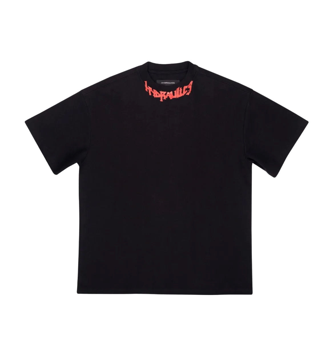 HYDRAULICS OVERSIZED RED GOTHIC NECK TEE BLACK